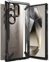 Ringke Fusion X | Hoesje Geschikt voor Samsung Galaxy S24 Ultra | Back Cover | Militaire Standaard | Transparant Zwart