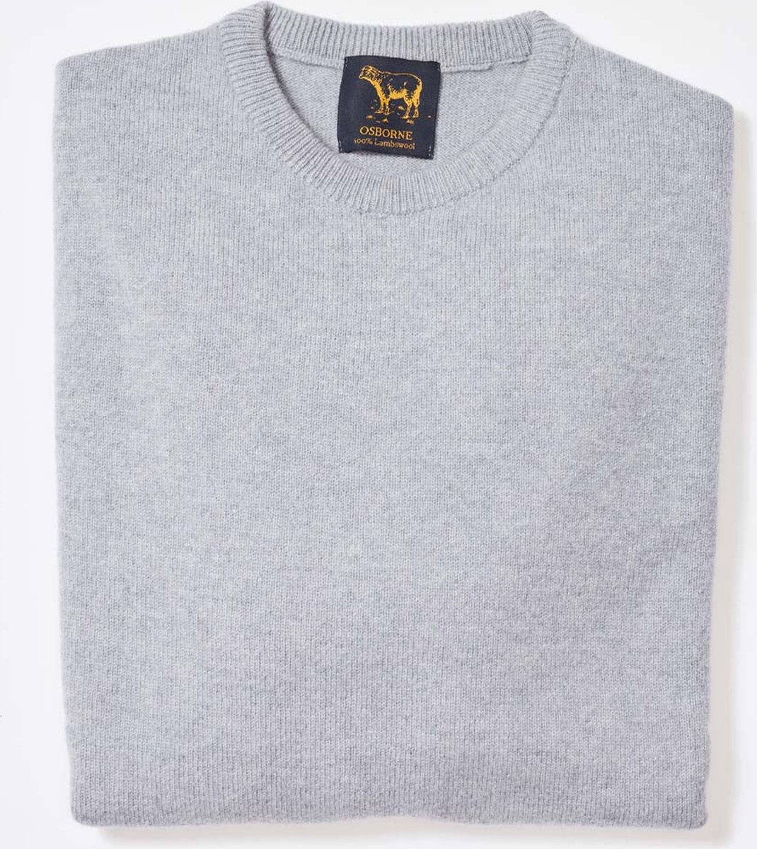 Osborne Knitwear Trui met ronde hals - Sweater heren in Lamswol - Pullover Heren - Seal - XL