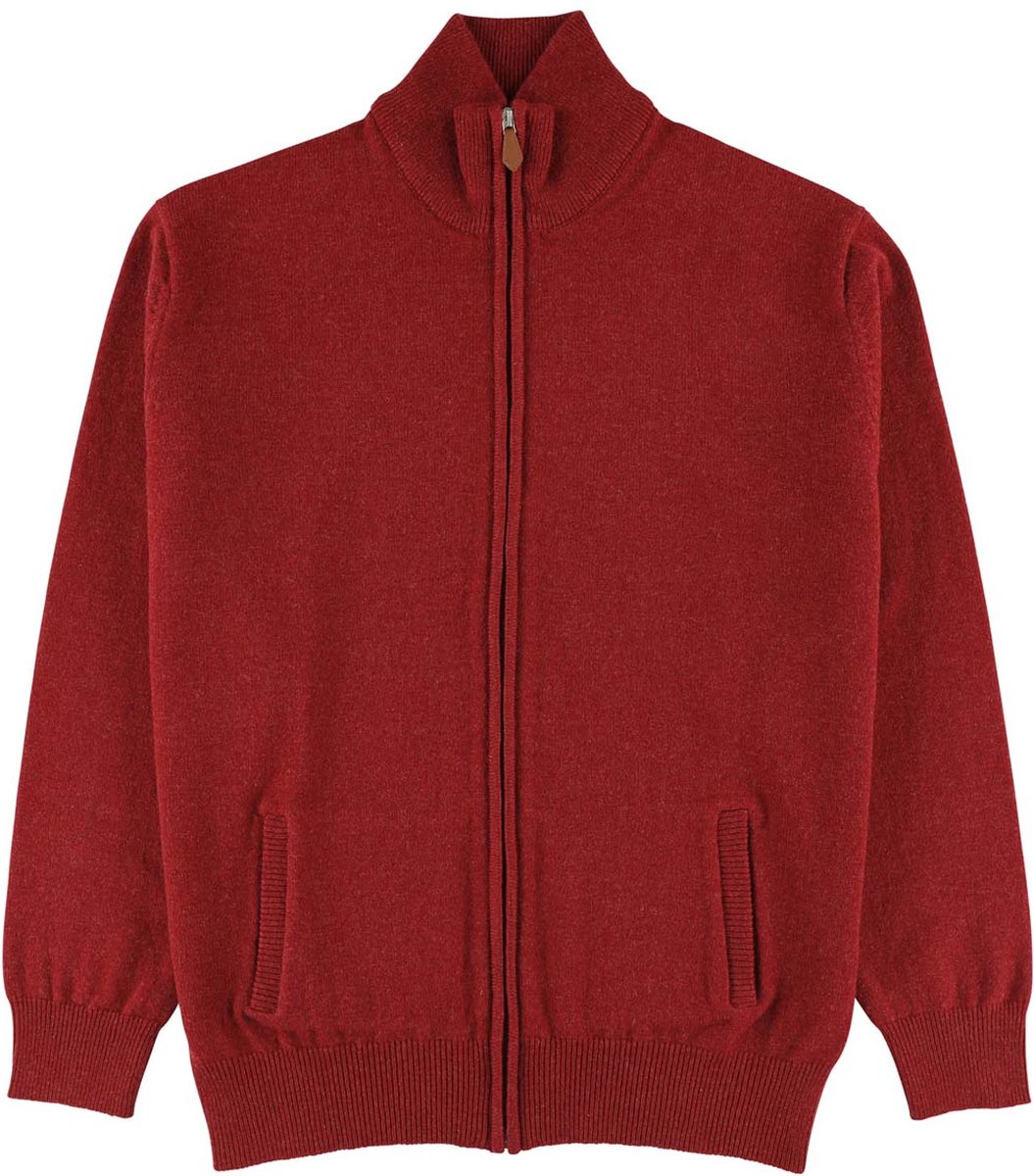 Osborne Knitwear Cardigan met rits - Lamswol - Poppy Melange - M