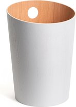 Ontwerp-afvalbak 'Bennet', uniek ontwerp voor kantoor, slaapkamer, kinderkamer, enz. | Afvalbak gemaakt van echt houtfineer | Wit