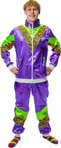 Fout trainingspak - Retro - Foute party kleding - 80s kostuum - Dames - Heren - Panterprint paars - Maat XS/S