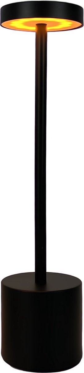 FMF - Retro Tafellamp - Oplaadbaar - Nachtlampje - Bureaulamp - 3 Kleuren - Dimbaar - Zwart