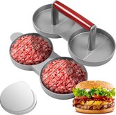 Burgerpers, ronde roestvrijstalen hamburgerpers, professionele hamburgerpers, grillaccessoires met 100 stuks waspapier voor het koken, voor platte grill, knijpgrease, gemakkelijk te reinigen