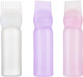Somstyle 3x applicateur d'huile Cheveux - flacon d'application de Teinture pour cheveux avec tailles - violet, rose et Wit