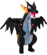 KIMU® Costume Gonflable Dragon Noir - Costume Opblaasbaar - Costume Dragon Costume Gonflable Mascotte - Animal Gonflable Adultes Femmes Hommes Carnaval Costume Carnaval