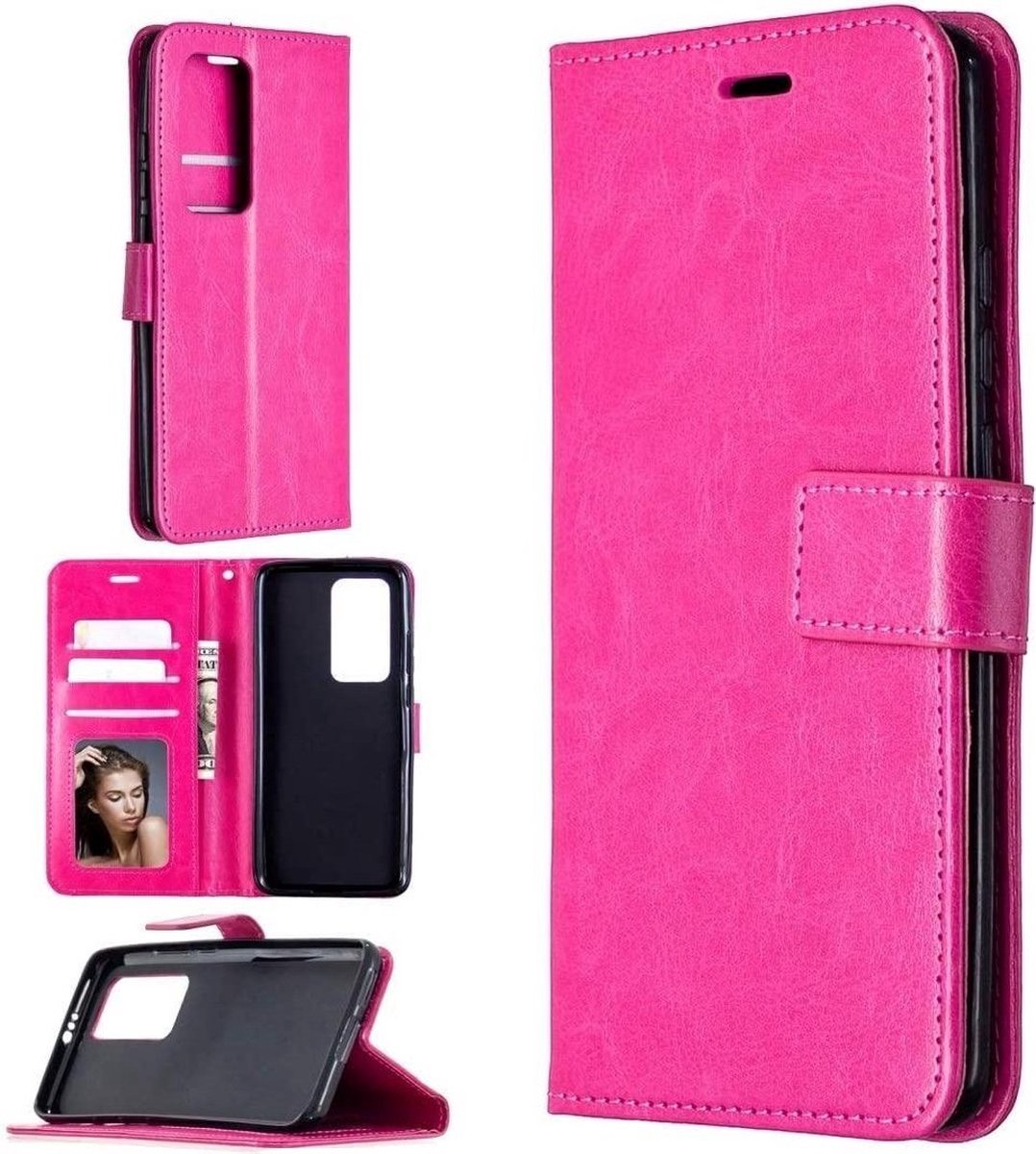 Hoesje geschikt voor Oppo A54 5G & Hoesje geschikt voor Oppo A74 5G hoesje book case roze van LuxeBass gsm hoesje - telefoonhoes - telefoonhoesjes