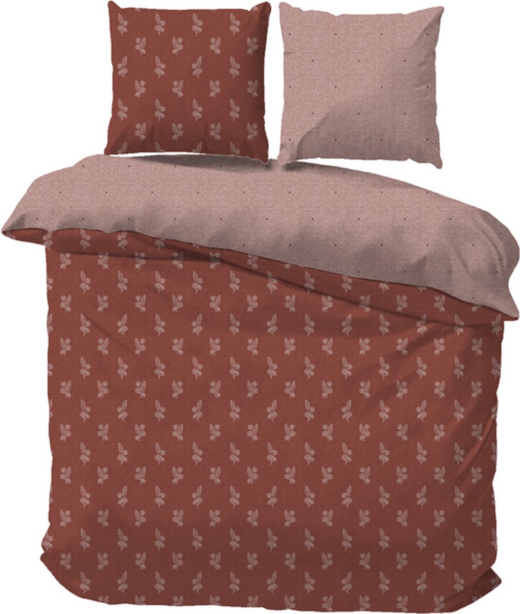 iSleep Dekbedovertrek Ingrid - Eenpersoons - 140x200/220 cm - Roodbruin