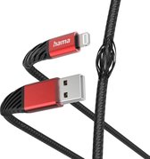 Hama Extreme Oplaadkabel - Datakabel - USB-A naar Lightning - USB 2,0 A Mannelijk- Zwart - Geschikt voor Smartphone en Tablet - Rood