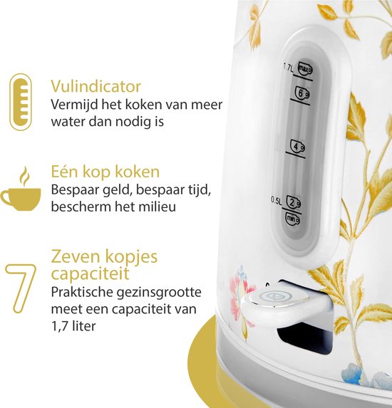 Bouilloire électrique sans fil - Laura Ashley - Elveden Blanc - capaci... pas cher