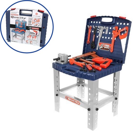 Ecoiffier Modulaire Werkbank - XL - Met Accuschroevendraaier, Gereedschapskoffer En Accessoires - Voor Kinderen Vanaf 18 Maanden