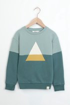 Sissy-Boy - Grijsblauwe colourblock sweater met driehoek