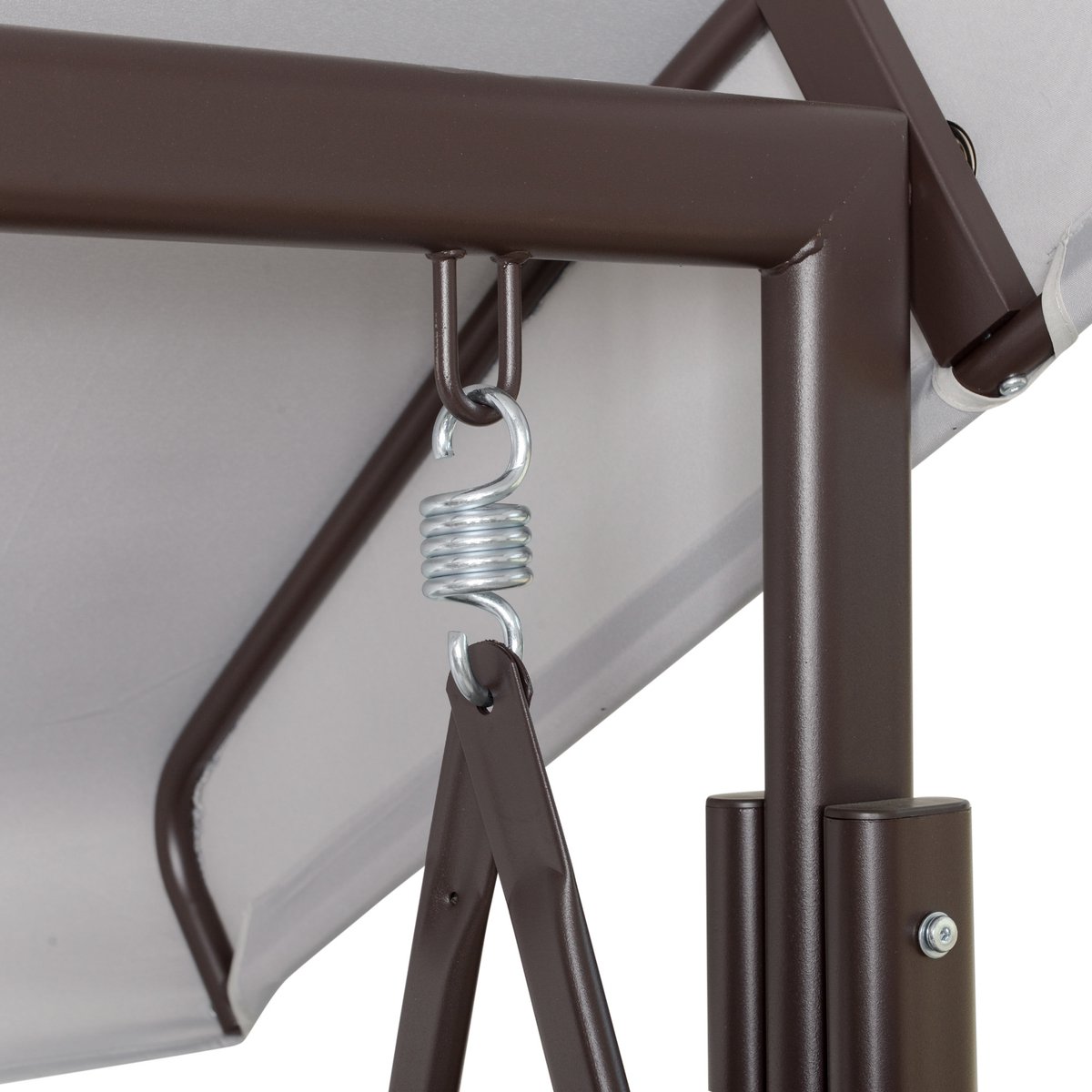 Outsunny 2-zits veranda schommel tuinschommel met zonnedak kussen tafel metaal polyester beige bruin 162 x 118 x 173 cm