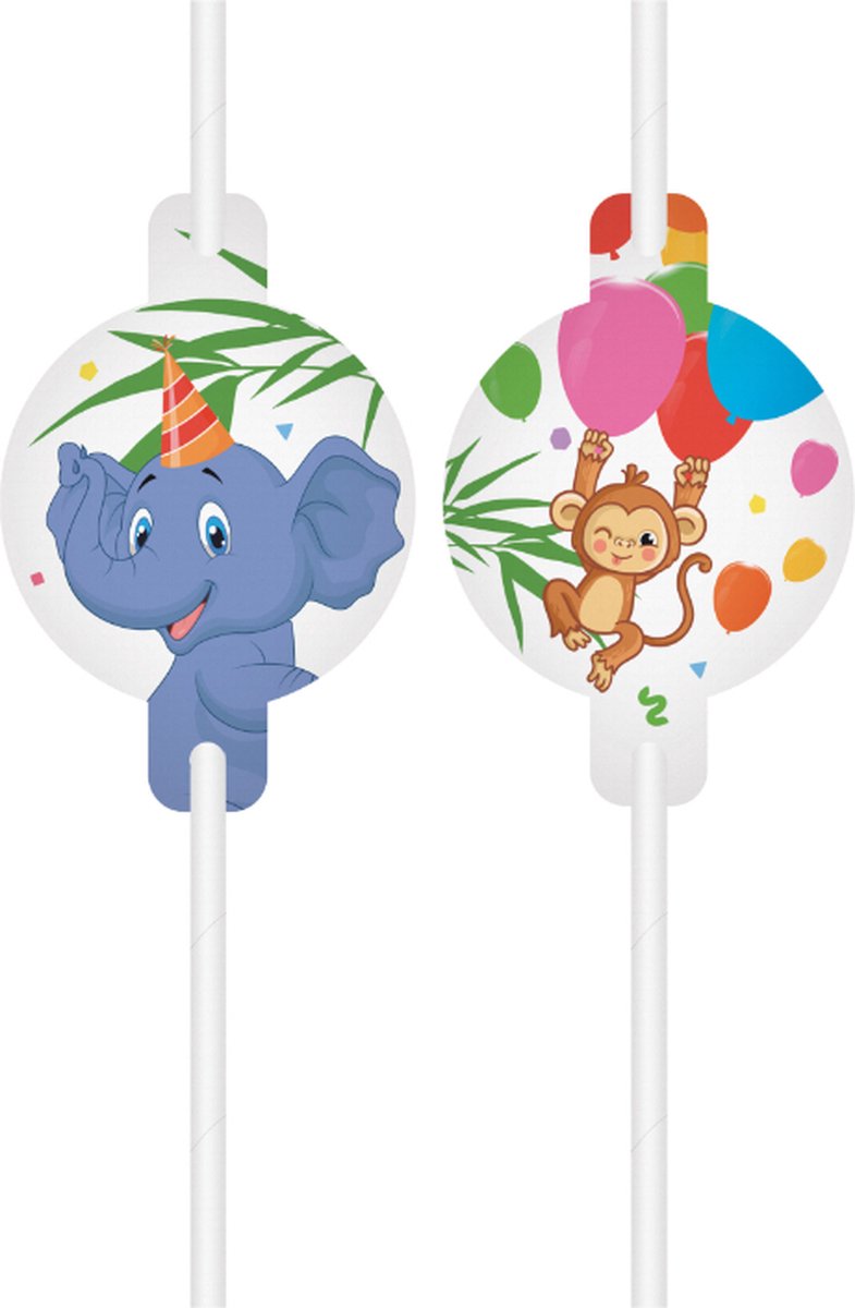 Wefiesta - Papieren rietjes jungle party - 4 stuks