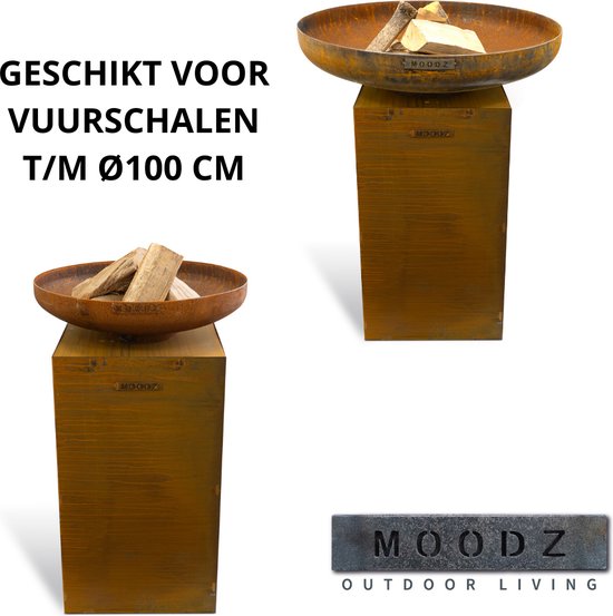 Vlamzalmplank, 2-delige set, larikshout voor de vuurschaal en de kogelbarbecue