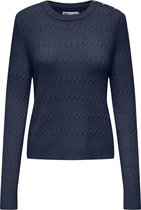 Only Trui Onlkatia Ls Cable O-neck Cs Knt 15322347 Dress Blue/melange Dames Maat - XXL