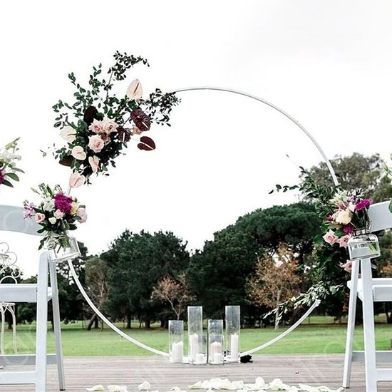 Foto: Ronde ballonnenboog bouwset 100 cm cirkel bloemenboog standaard bruiloft bloemenboog achtergrondstandaard balloncirkelframe ringstandaard voor verjaardagsfeesten decoraties