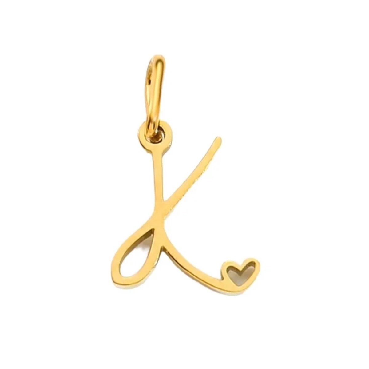 Letter hanger inclusief ketting- alfabet - K - goud kleur - letter charm- stainless steel - verkleurt niet - hypo allergeen - perfect cadeau – valentijn – verjaardag - trouwen
