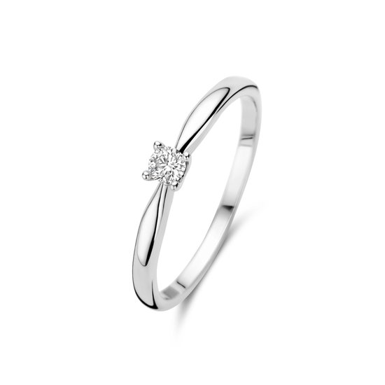 Isabel Bernard De la Paix Christine 14 karaat witgouden ring | diamant 0.10 ct | - Witgoudkleurig