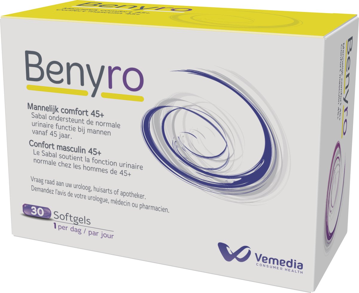 Goedkoopste Benyro 30 softgels - ondersteunt de normale urinatiefunctie bij mannen, voor behoud van normale prostaat