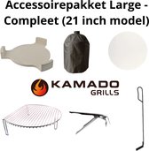 Kamado Grills - Accessoirepakket - 21 inch kamado - Regenhoes, Deflector, Pizzasteen, Grillklem, Aspook en Grill expander