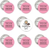 9 Buttons Bride to Be wit en Team Bride roze - vrijgezellenfeest - button - bride to be - team bride