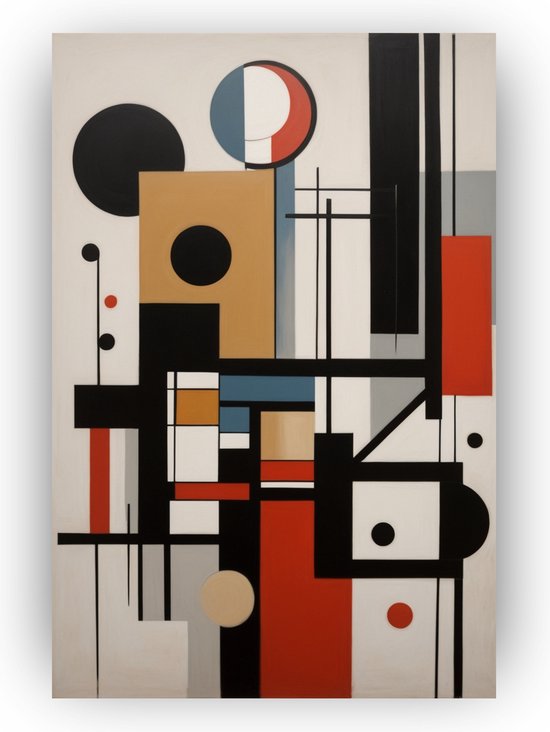 Abstracte vormen poster - Abstract poster - Poster bauhaus - Muurdecoratie industrieel - Poster woonkamer - Wanddecoratie - 80 x 120 cm