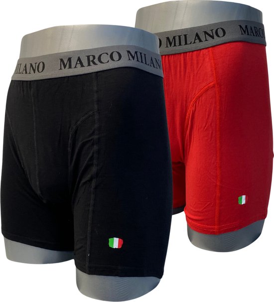 Marco Milano Boxershort Bamboe XL - 2 Pack - Rood/Zwart - Bamboo Boxershort Ondergoed heren