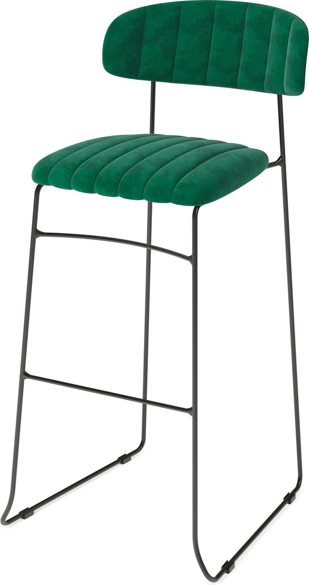 Mundo Stapelbare barkruk groen, velvet gestoffeerd, brandvertragend, 46,5x49x105cm (LxBxH), 53103