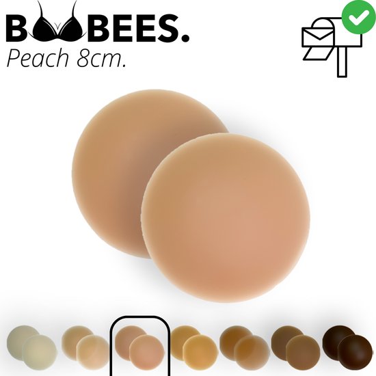 BOOBEES Cache-tétons autocollants - 8 cm - Teinte Peach - 100 % Siliconen - Réutilisables et résistants à l'eau - Accessoire de BH en 7 couleurs - Cache-tétons discrets