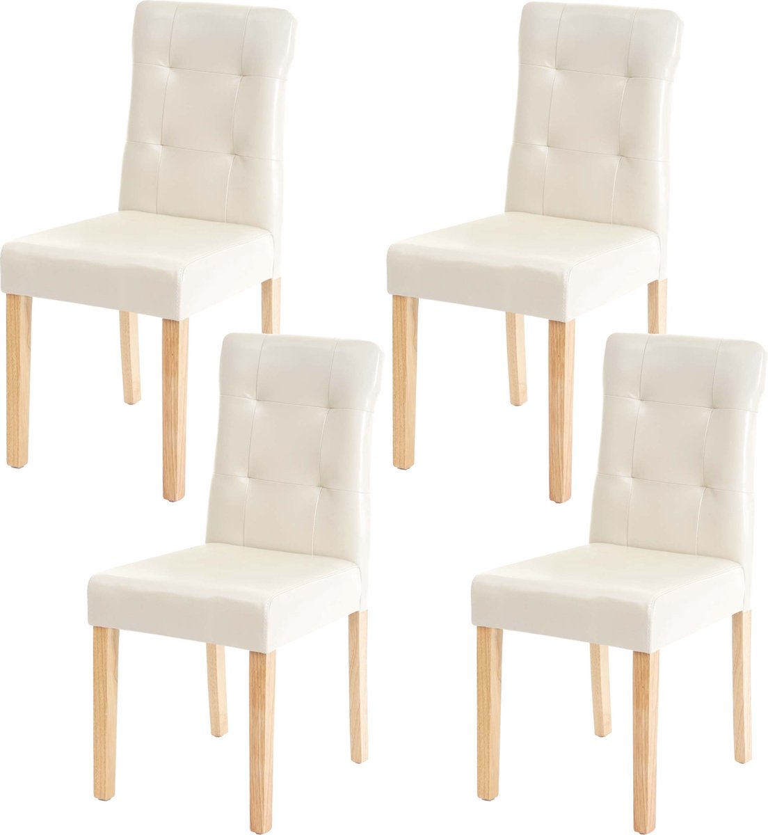 Cosmo Casa 4-Delige set eetkamerstoelen - Stoelen eetstoelen - Kunstleer crème - Lichte poten