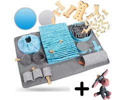 Edmondo - SNUFFELMAT + EZEL HONDENSPEELTJE - Denkspel Hond - Blauw en Grijs - Snuffelmatten - Intelligentie Speelgoed - Hondenspeeltjes - Puppyspeelgoed