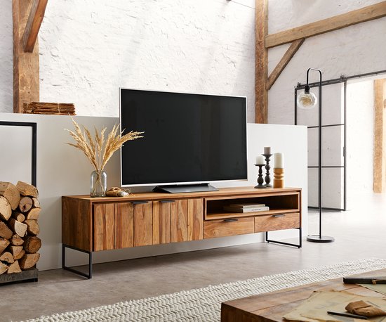 Tv-meubel Nook sheesham natuur 200 cm 2 deuren 2 schuiven