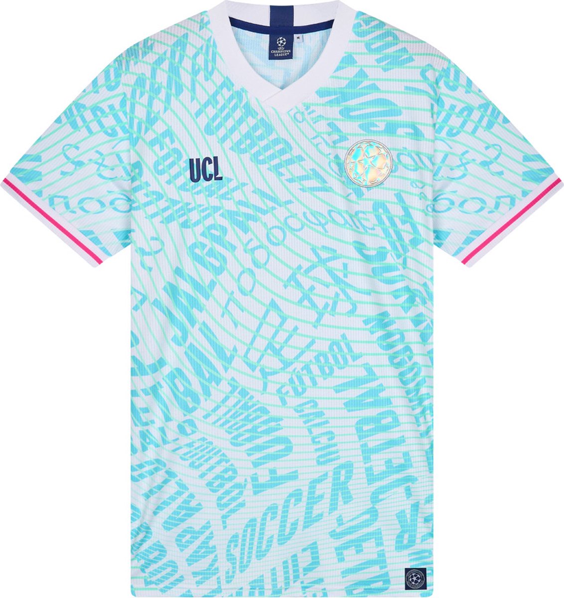 UEFA Champions League Global Native Voetbalshirt - Maat S - Sportshirt Volwassenen - Blauw/Wit