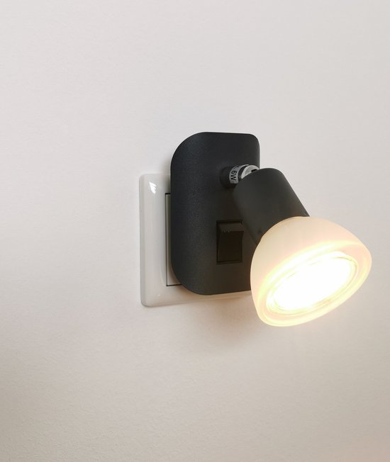 Trango LED-stekkerlamp 11-045 *CALI* in antraciet mat met glazen kap Stekkerlamp incl. 1x GU10 LED-lamp 3000K warm wit & tuimelschakelaar Leeslamp, keukenlamp, fittinglamp, wandlamp