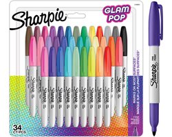 Sharpie Glam Pop Permanent Markers - 34 Markers - Multicolor - FIjne punt