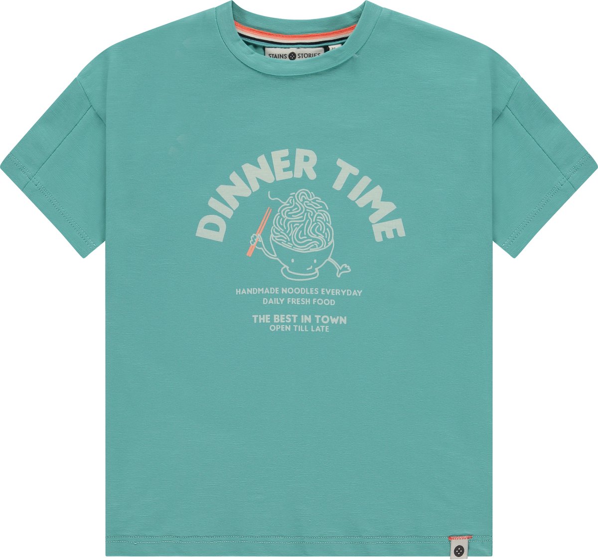 Stains and Stories boys t-shirt short sleeve Jongens T-shirt - turquoise - Maat 128