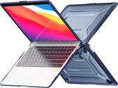 Heavy Duty Cover - Geschikt voor MacBook Air 13,3 inch - Case - Extreme Valbescherming - Hardcase + Softcase - A1932/A2179/A2337 (M1, 2018-2022) - Blauw