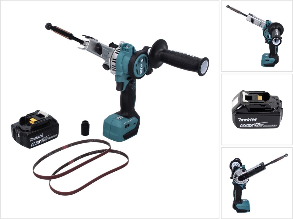 Makita DBS 180 G1 accu-bandvijl 18 V 9 x 533 mm borstelloos + 1x accu 6.0 Ah - zonder lader