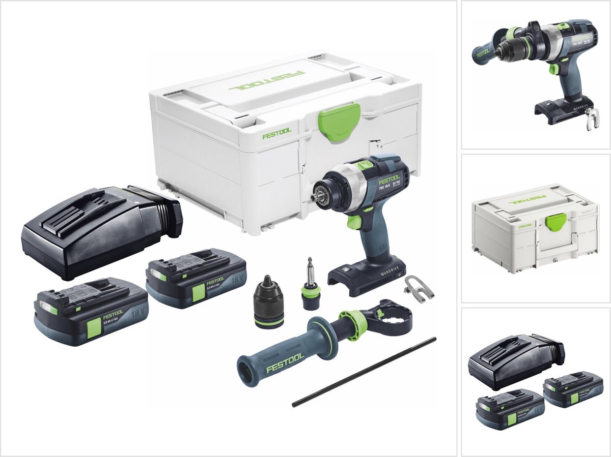 Festool TDC 18/4 I-Basic accuschroefboormachine 18 V 75 Nm borstelloos + 2x accu 3.0 Ah + lader + systainer