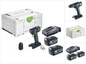 Festool TXS 18-Basic accuschroefboormachine 18 V 40 Nm borstelloos + 2x accu 5.0 Ah + lader + systainer