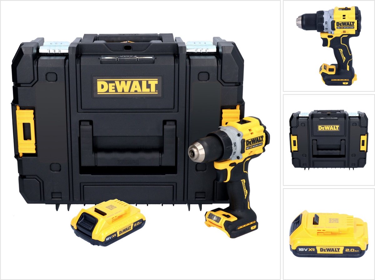 DeWalt DCD 800 NT accuboormachine 18 V 90 Nm borstelloos + 1x accu 2.0 Ah + TSTAK zonder lader