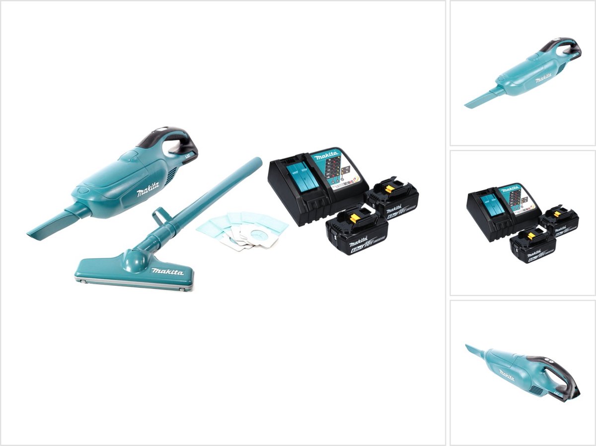 Makita DCL 182 RG accustofzuiger 18 V + 2x accu 6,0 Ah + oplader Groen