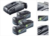 Festool Energy Set 4x BP 18 Li 5.0 ASI EU Batterie 18 V 5,0 Ah (4x 577660) + chargeur rapide SCA 16 10,8 V - 18 V (576953)