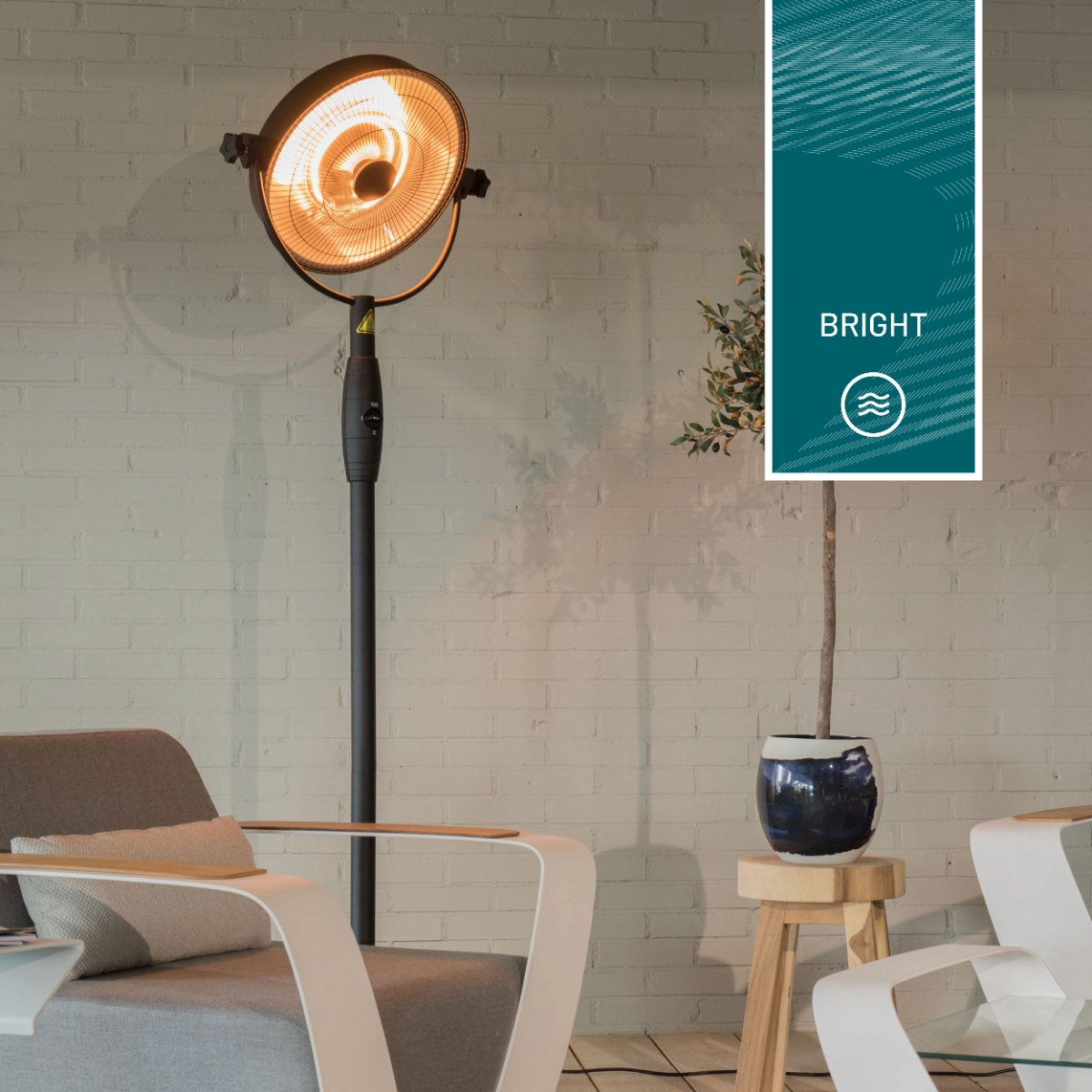 Sunred Retro Bright 2100 W - Chauffage de terrasse sur pied - Noir