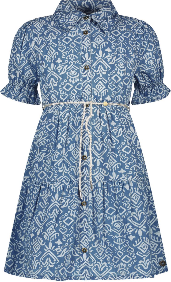 Like Flo F402-5855 Meisjes Jurk - Denim Ikat - Maat 116