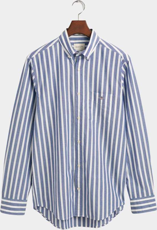 Gant - College Overhemd Streep Blauw - Heren - Maat XL - Regular-fit
