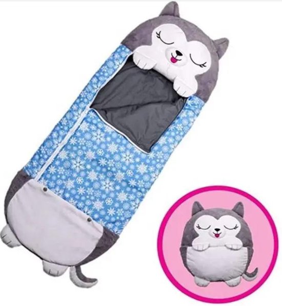 RyC Toys grijze kat slaapzak -150 cms | kinderslaapzak | slaapzak junior | Children Sleeping Bag | Super Soft 2 in 1 Fun Pillow &Sleepy for Boys | kat slaapzak | zachte slaapzak | knuffel slaapzak | 2 in 1 slaapzak | kinderen