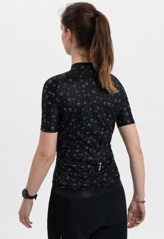 BBB Cycling DonnaFit R - Maillot de cyclisme femme manches courtes - Maillot de cyclisme durable femme - Noir Floral - Taille L - BBW-413