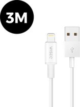 Câble iPhone 3 Mètres - Câble de Charge USB vers Lightning iPhone - Charge Rapide Haute Vitesse 2.4A - Chargeur iPhone - Chargeur Rapide - Wit - Câble de Charge 3 Mètres
