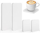 Witte Diatomiet Onderzetter & Tray Set [4 Pak] - 2 Vierkante Onderzetters (8 x 8 x 1 cm), 2 Rechthoekige Absoberend Stenen Onderzetters (16 x 8 x 1 cm) - Badkamer & Keukenstenen